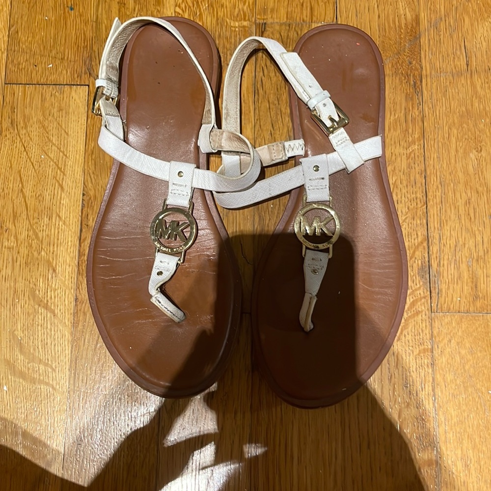 Michael Kors white and gold sandals